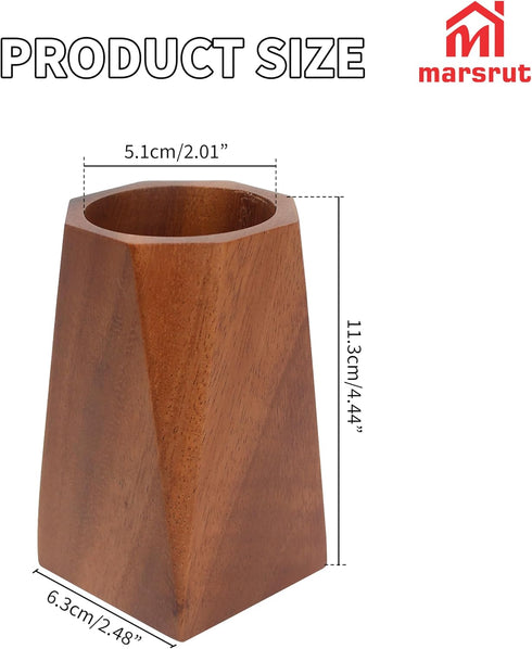Marsrut Walnut Pencil Holder, Wooden Pen Holder Cup for Desk, Natural Wood Pen Stand for Home, Office, Bookshelf