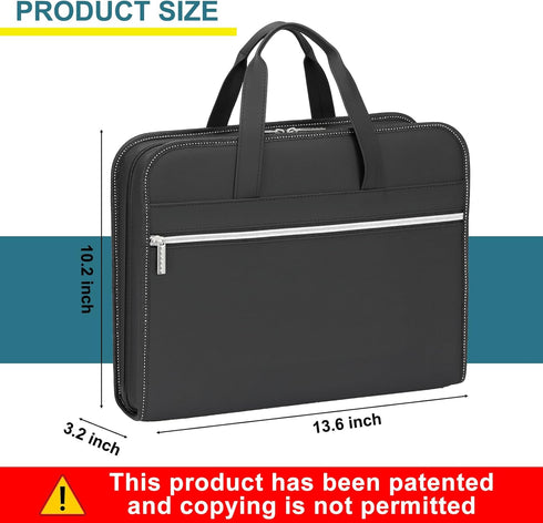 PU Leather Accordion File Organizer - 26 Pockets, Expanding File Folder with Handle, Black