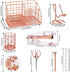Rose Gold Desk Organizers Set with Stapler, Pen Holder, Phone Holder, Scissors, Ruler, Clips, Tacks, and Staples