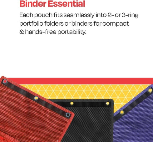 School Smart Mesh Zippered Binder Pockets, 10 x 7-1/2 Inches, Assorted Colors, 12 Pack