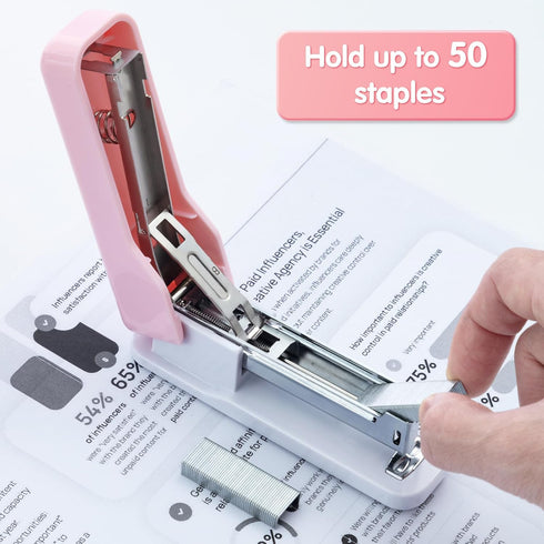 M&G Stapler Desktop Stapler, Small Cute Stapler, 1000 Staples, 20 Sheet Capacity, Portable for Office School Home (Pink)