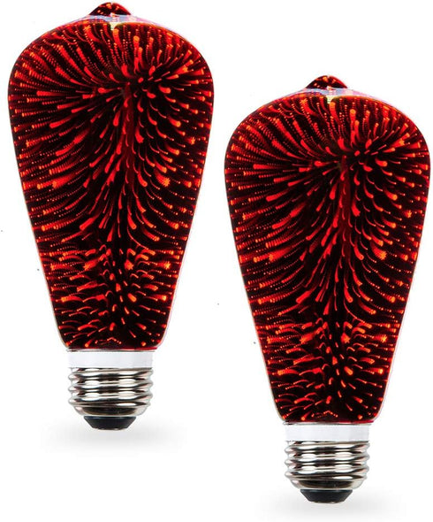 SLEEKLIGHTING Red 3D Fairy Like Firework Light Bulb with Galaxy Inspired Light