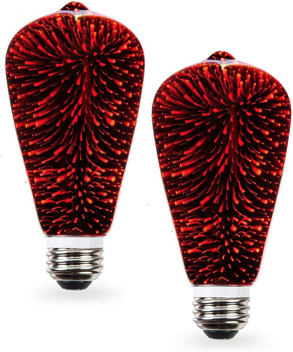 SLEEKLIGHTING Red 3D Fairy Like Firework Light Bulb with Galaxy Inspired Light