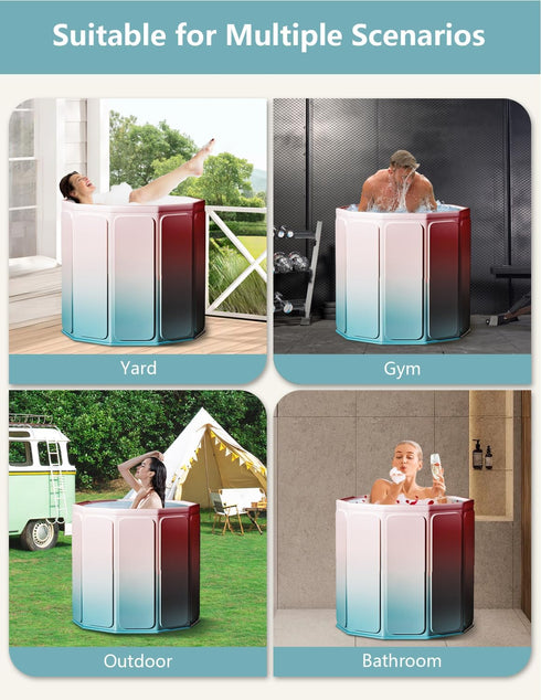 Portable Bathtub for Adults, Collapsible Freestanding Bathtub for Shower, Hot Ice Bath Tubs with Thickened Thermal Foam