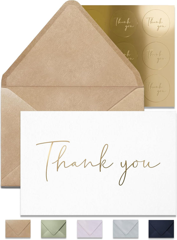 Twistionery Thank You Cards & Envelopes Set of 100 - Wedding, Baby Shower