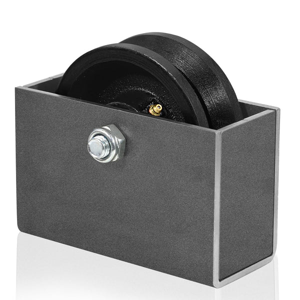 4" X 1.5" Cast Iron V Groove Wheel with Cover Box, 600 lbs Capacity Industrial Metal Casters
