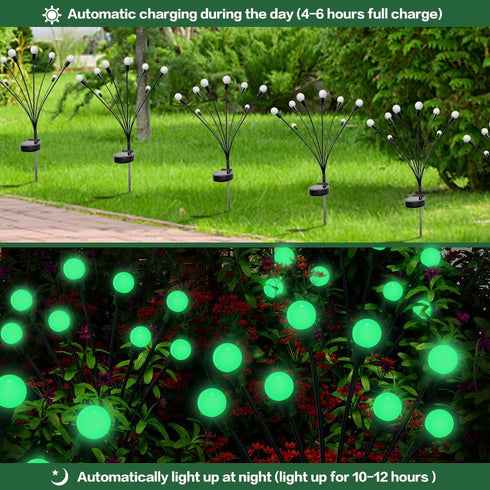 Halloween Decorations Solar Spooky Lights Outdoor - 2PACK 16LED Green Firefly Lights for Halloween Party Decor,