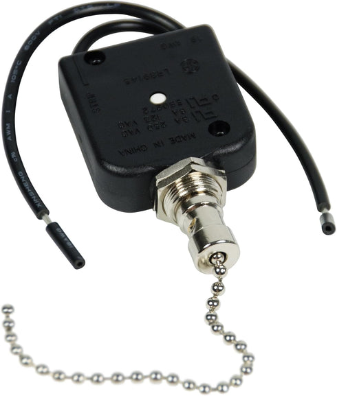 Gardner Bender GSW-35 Electrical All Angle Pull Chain Switch, SPST, ON-OFF, 6 A/125V AC, Nickel/Black