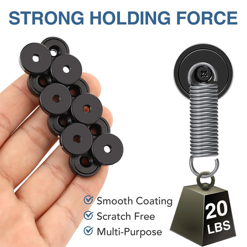 MIKEDE 12 Pack Strong Neodymium Magnets, 20lbs Black Countersunk for Wall Mounting, Heavy Duty Round Base