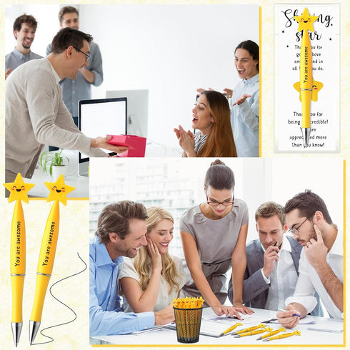 50 Qilery Employee Appreciation Gifts Bulk Inspirational Star Ballpoint Pens with Motivational Thank You Cards
