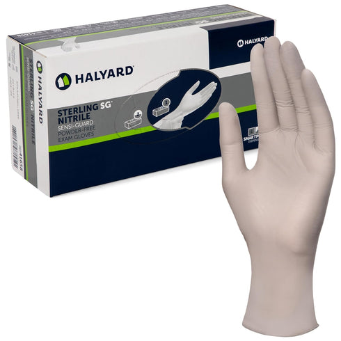 HALYARD Sterling SG Nitrile Powder-Free Exam Gloves, 3.7 mil, 9.5 Inches, Gray,