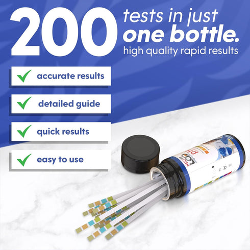 pH Test Strips - 200 Litmus Paper Strips for Urine and Saliva Testing (PHUNIV) - 0 to 14 Universal pH Strips