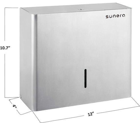 Commercial 304 SUNERA Luxury Paper Towel Dispenser Wall Mount M-Fold Hand Paper Towel Dispenser Stainless Steel Brushed