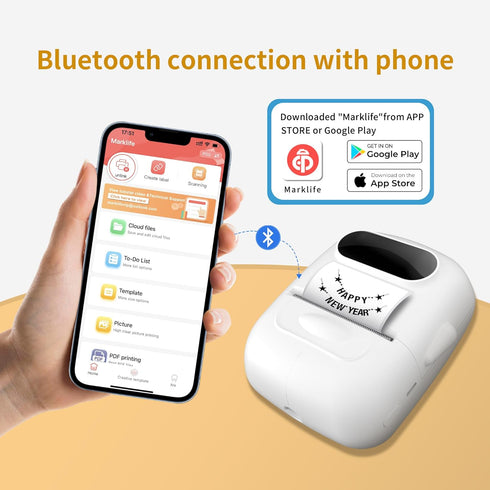 Barcode Label Printer P50, Portable Bluetooth Thermal Mini Label Maker for Office & Home, Easy to Use for Small Business