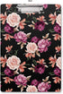 WAVEYU Cute Decorative Clipboard for Office School, Hardboard with Low Profile Clip, Floral Pattern (12.5"x9")