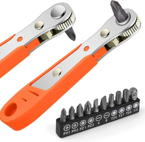 Mini Ratchet Wrench, Right Angle Phillips Magnetic Screwdriver for Tight Spaces, 1/4" Drive Offset