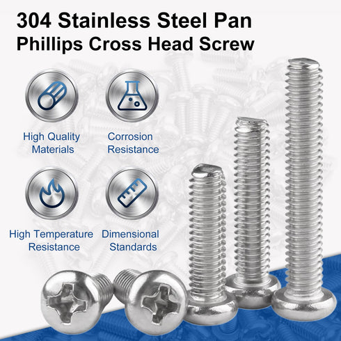 MroMax M5-0.8x90mm Pan Head Phillips Machine Screws - 304 Stainless Steel Metric Cross Head Screws Bolts Fasteners