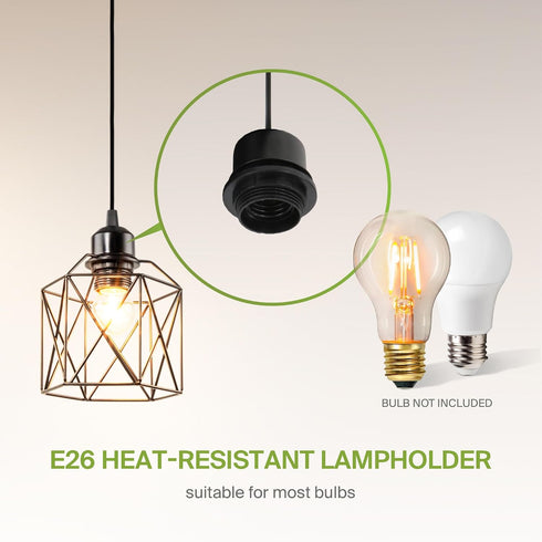 1xE26 120V 2 Pack ASD Black Pendant Light Fixture - ETL Modern Pendant Lights Kitchen Island, Industrial Hallway