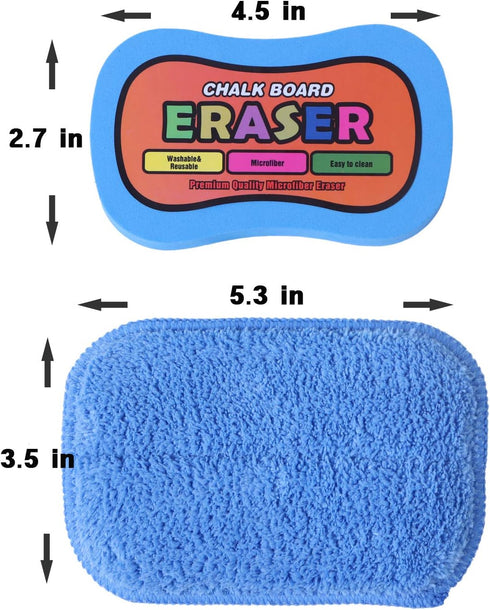 Essel Non-Toxic Dustless Chalk (12 Colored, 12 White) & Microfiber Chalkboard Eraser - Washable & Reusable