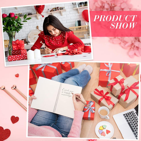 Thenshop 24 Pcs Heart Shaped Pens, 1.0 mm Black Ink, Cute Retractable Decorative Pens for Engagement Gifts
