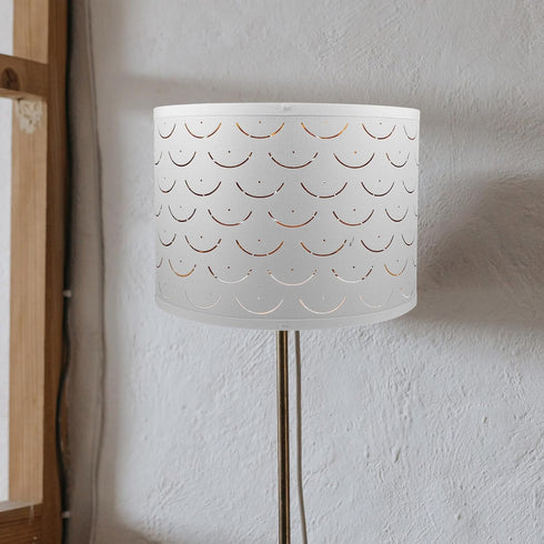 Cabilock Drum Lamp Shade Barrel Fabric Lampshade Table and Floor Lamp Covers Wave Shaped Semicircular Lamp Shade