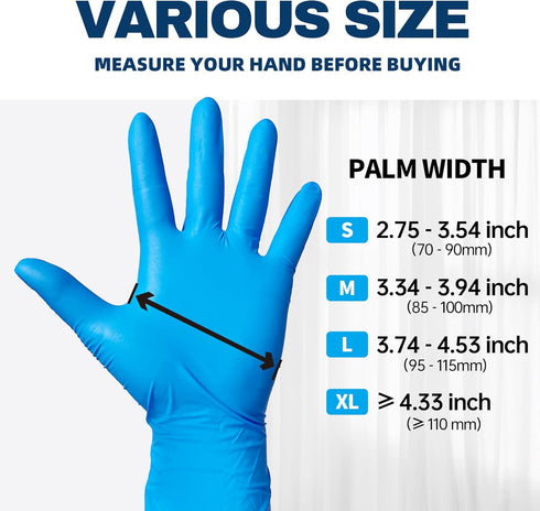 Medical Nitrile Exam Gloves, Powder-Free Latex-Free Non-Sterile Food Safe, 4 mil, Disposable Glove, 100 Pcs