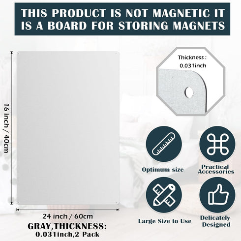 Ireer 2 Pcs Magnetic Memo Board for Home, Office, Kitchen, Display Magnetic Letters, Notes, Photos (Gray 16"x24")