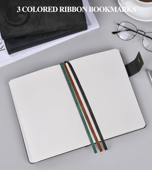 Blank Journal Notebook, A5 Hardcover Leather Sketchbook, 200 Pages Thick Paper for Drawing & Writing