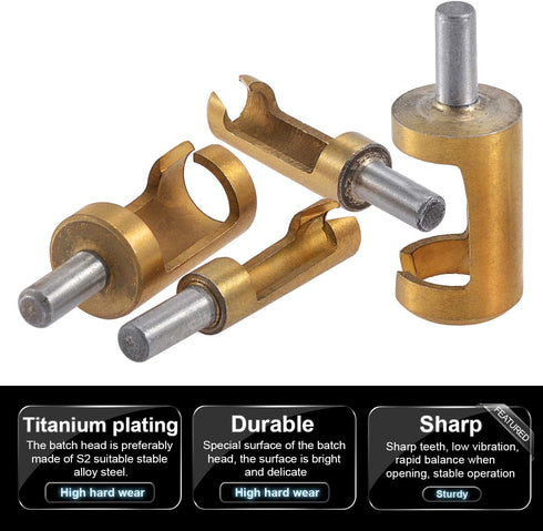 4pcs Wood Plug Hole Titanium Coated Cutter Drill Bits Set - 1/4" 3/8" 1/2" 5/8" Cutting Dowel Power Woodworking
