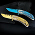 Pocket Knife for Men, Cool Folding Knife with 3D Blue Dragon Embossed Relief, Great EDC Gift for Outdoor Survival