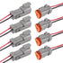 4pcs 2-Pin Waterproof DT Connector Male and Female Wire Connectors with 16AWG Wires and Heat Shrink Tubes