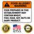 18x24 Inches, 55 Food Prepared in This Establishment May Contain Wheat Fish Eggs Soy Nuts Or Dairy Sign, mil Thick HDPS