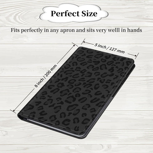 Qindaiwen Server Book Organizer with Zipper Pocket, PU Leather Restaurant Guest Check Presenters Card Holder