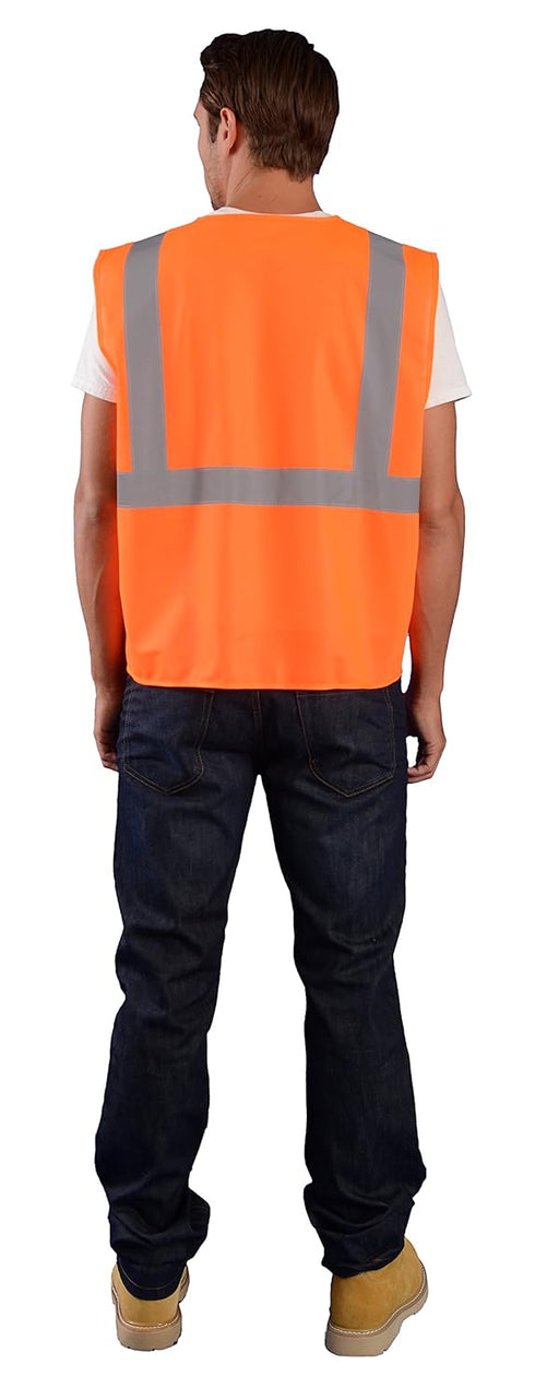 OccuNomix ECO-IS-O4X High Visibility Value Solid Standard Hook & Loop Safety Vest, Class 2, 100% ANSI Polyester Tricot, 4X-Large, Orange