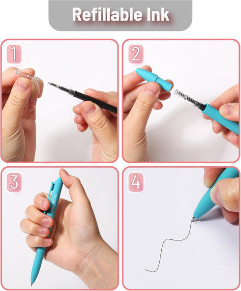 Mr. Pen Retractable Gel Pens, 12 Pack, Black Ink, Fine Point 0.7mm, Cute Aesthetic Pens for Journaling.