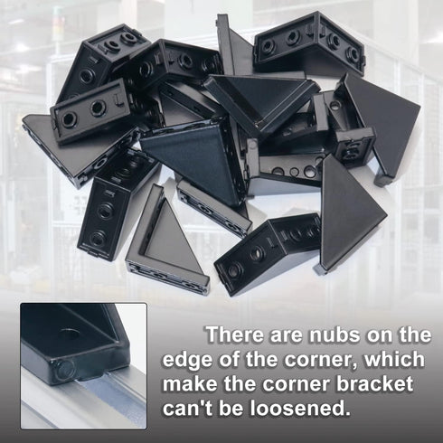 2040 Corner Bracket Kit, 20pcs Corner Brackets, 80pcs Hexagon Socket Screws, 80pcs Slide Nuts, 1 Hex Wrench for 6mm Rail