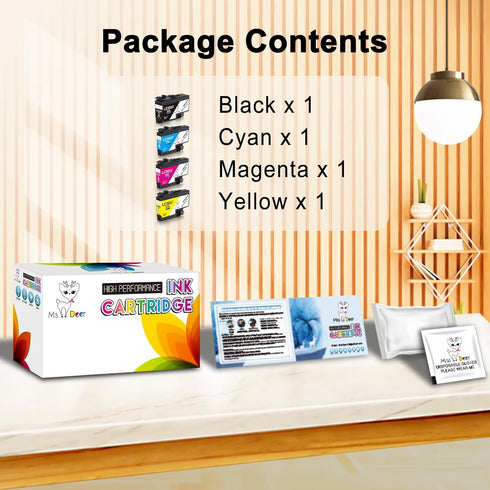 Miss Deer Compatible LC3037 Ink Cartridges, High-Yield Replacement for Brother LC 3037, 4 Packs