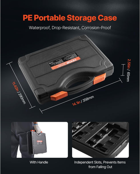 Set, 60-Piece T6-T70, TT6-TT70, TP8-TP60, E4-E24, S2 1/4 3/8 1/2 VEVOR Torx Bit Socket and External Torx Socket Alloy