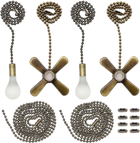 Iceyyyy Bronze Ceiling Fan Pull Chain Set Including 4Pcs Beaded Ball Fan Pull