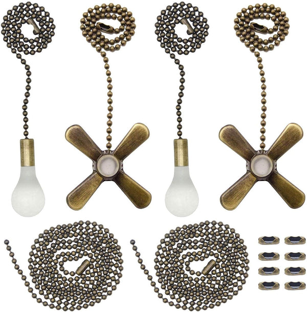 Iceyyyy Bronze Ceiling Fan Pull Chain Set Including 4Pcs Beaded Ball Fan Pull