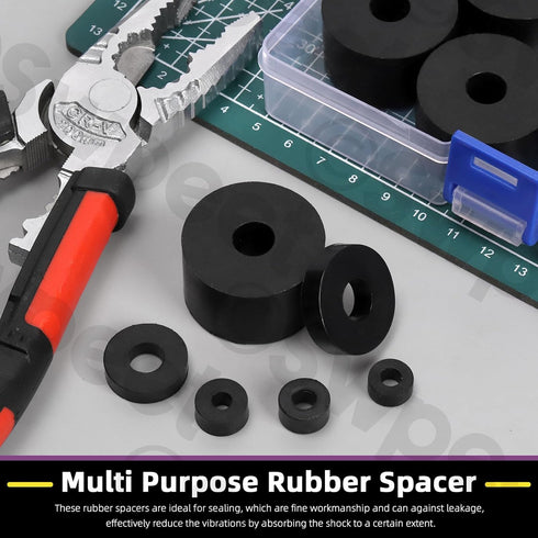 Swpeet 50Pcs Round Rubber Spacer Assortment Kit, 5/6/8/10mm Anti Vibration Black Washers for Home, Car