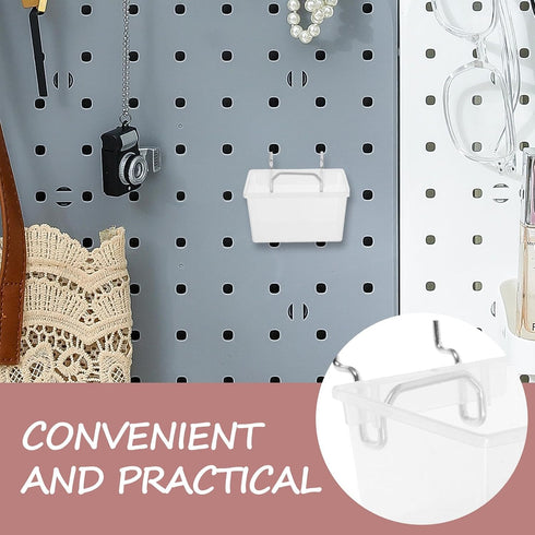 4Pcs Room,3.7x3.2x1.9 Pegboard Baskets: Hanging Pegboard Plastic Bins for Tool Organizer, Workbench Garage Wall Storage