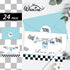 50 Pack 4 6 Inch Whaline Race Car Baby Shower Thank You Cards Greeting Card with Envelopes Stickers Blue Racing Theme