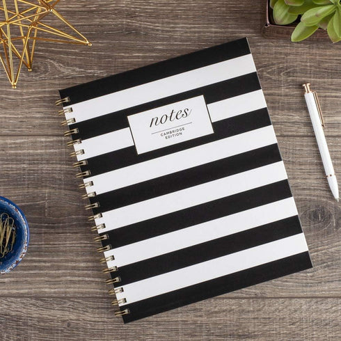 Cambridge Business Notebook, Hardcover, 80 Sheets, Black/White Stripe Fashion, 9-1/2 x 7 Inches (59012)