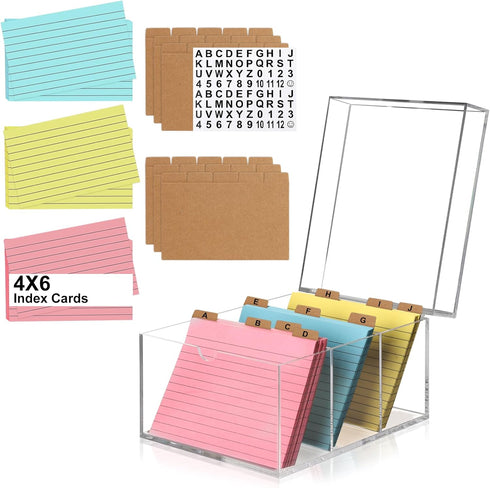 DLUGOPIS 4x6 Index Card Holder Acrylic Index Card Organizer Clear Index Card Box