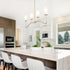 4-Light 32'' Gold Linear Chandelier, Modern Farmhouse Chandeliers Pendant Lights Fixtures with Frosted Glass Shades