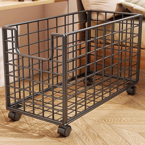 ETOYA 360 Rolling Wire Storage Basket, Metal Mesh Laundry Hamper Cart with Swivel Wheels, Multifunctional Mobile