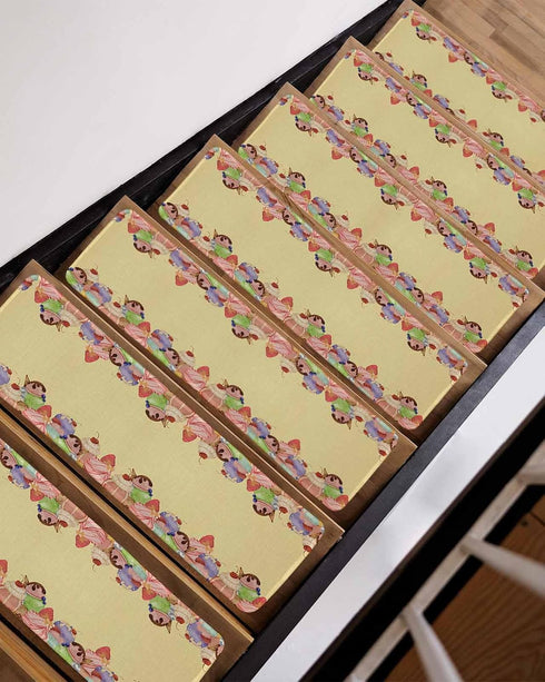 BOHOOSKYLAR 4 8"x30" Ice Cream Stair Treads Cake Vintage Cotton and Linen Background Indoor Non Slip Peel and Stick
