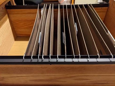 PVC Hanging File Rail for 1/2 Drawer Sides, 2 Feet Long, Black (Sold in Pairs)