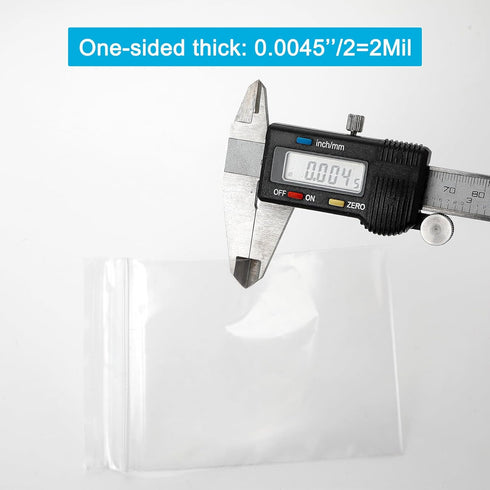 1.5''x 1.5'', (Pack of 200) 2 mil Thick Clear Plastic Reclosable Zip Poly Bags with Resealable Lock Seal for Storage